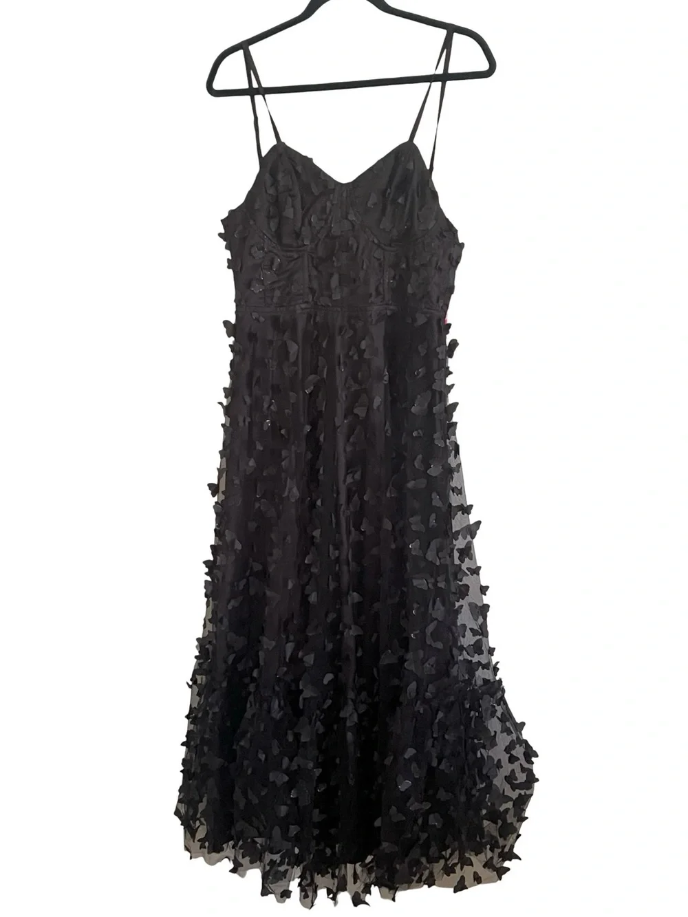 Betsey Johnson Black Butterfly Applique Maxi Dress NWT Large